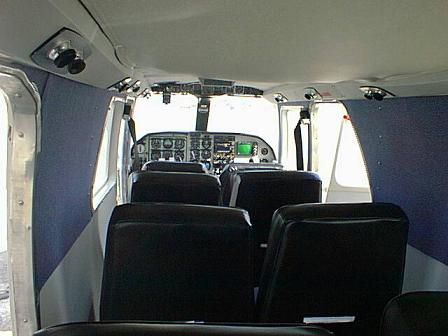 Forward view interior BN Islander seating and cockpit area